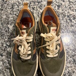 Vans Men's Olive and Brown Sneakers